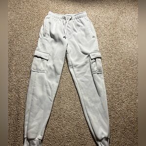 white cargo sweatpants